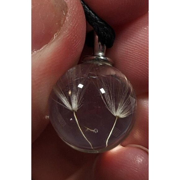 Whimsical Encased Dandelion Fluff Pendant Wishing Necklace - Picture 3 of 10